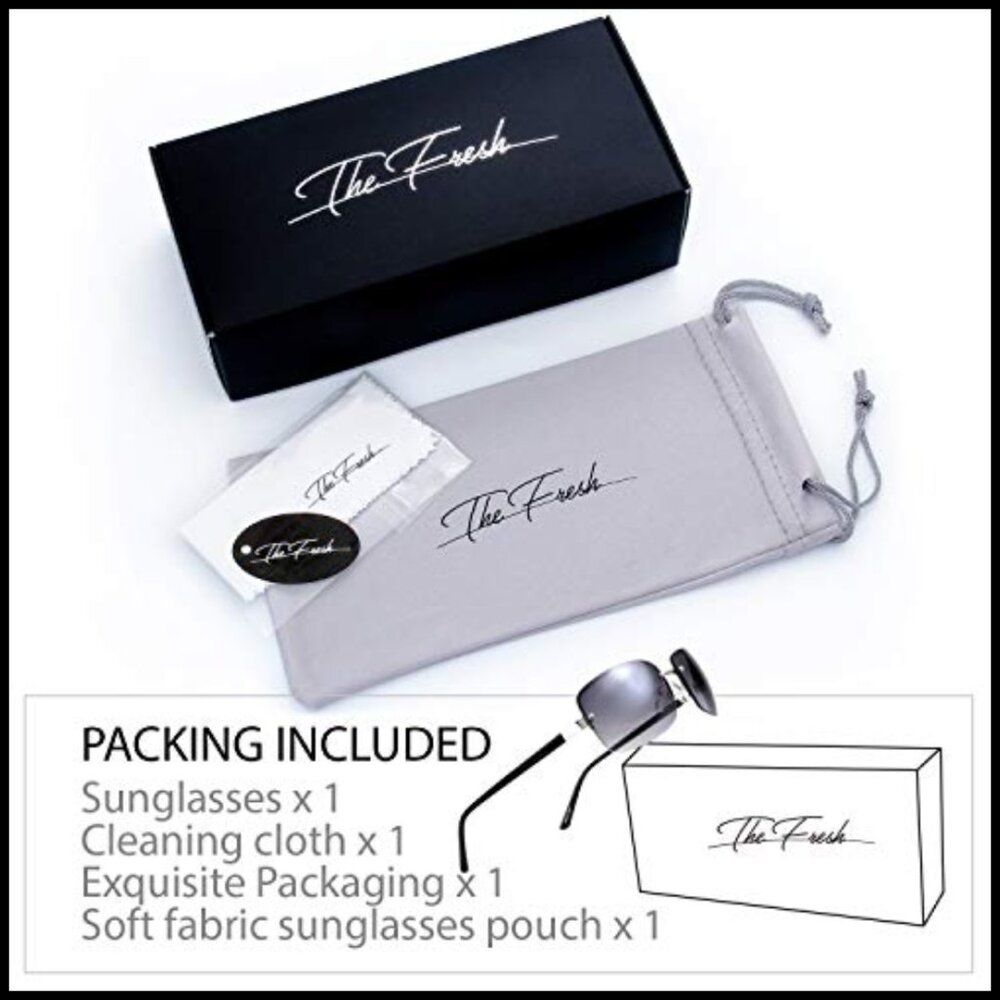 Minimalist Semi-Rimless Rectangular Sunglasses Po… - image 4